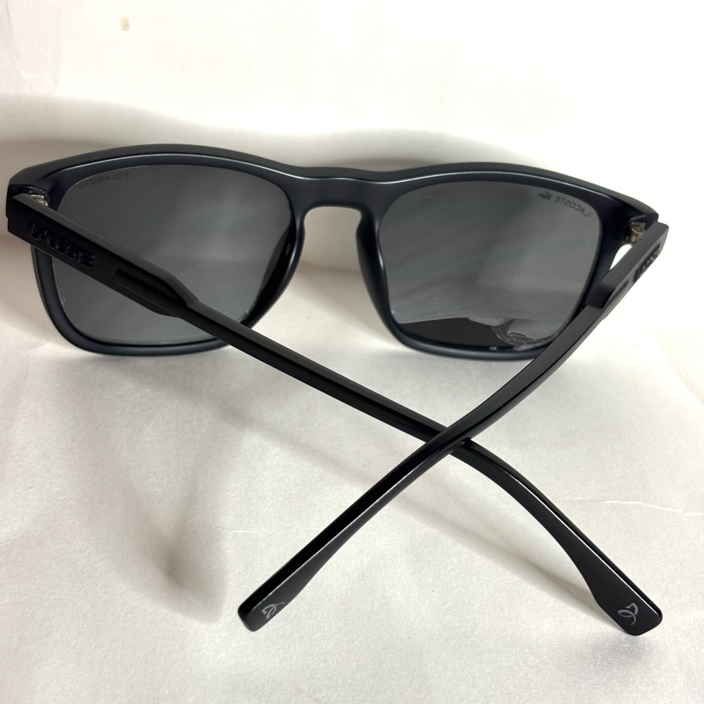 Lacoste Men's Polarized Matte Square Sunglasses, model L604SNDP Black - Picture 3 of 7
